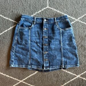 Aerie Blue Denim Button Skirt